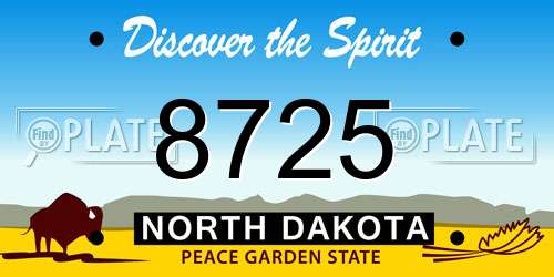 8725 North Dakota License Plate