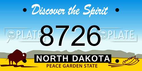 8726 North Dakota License Plate