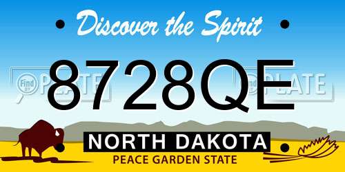 8728QE North Dakota License Plate