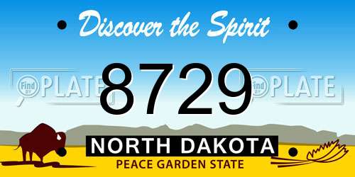 8729 North Dakota License Plate