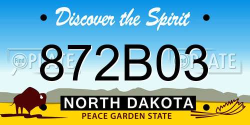 872B03 North Dakota License Plate