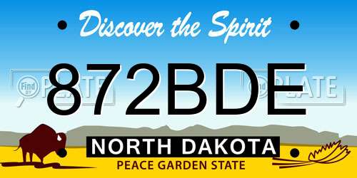 872BDE North Dakota License Plate