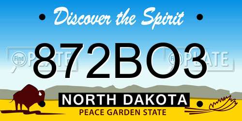 872BO3 North Dakota License Plate