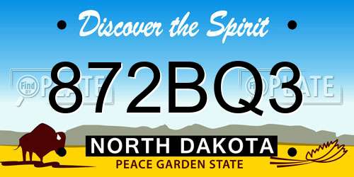 872BQ3 North Dakota License Plate