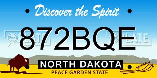 872BQE North Dakota License Plate