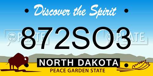 872SO3 North Dakota License Plate