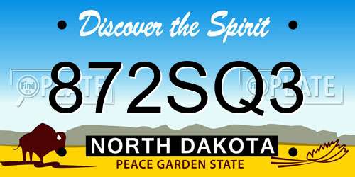 872SQ3 North Dakota License Plate