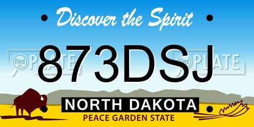873DSJ North Dakota License Plate