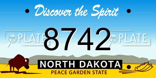 8742 North Dakota License Plate