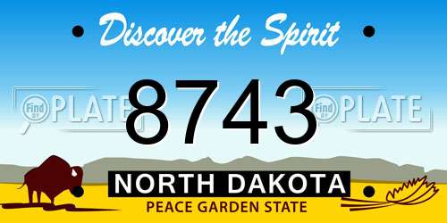 8743 North Dakota License Plate