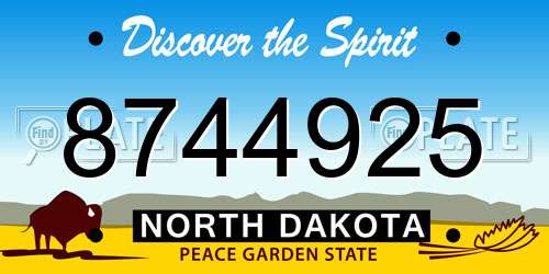 8744925 North Dakota License Plate