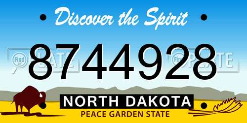 8744928 North Dakota License Plate