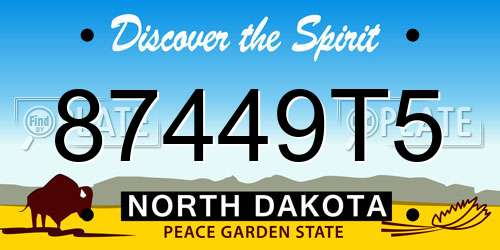 87449T5 North Dakota License Plate