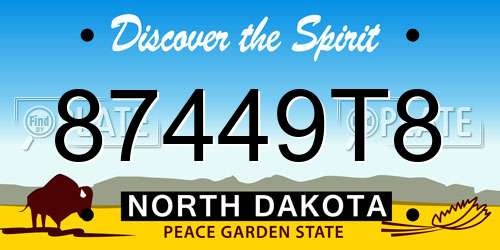 87449T8 North Dakota License Plate