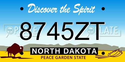 8745ZT North Dakota License Plate
