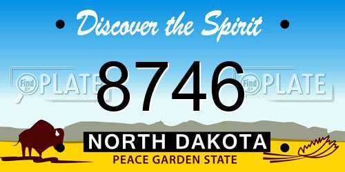 8746 North Dakota License Plate