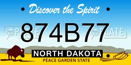 874B77 North Dakota License Plate