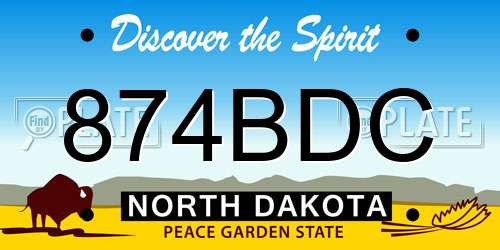 874BDC North Dakota License Plate