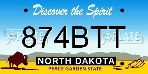 874BTT North Dakota License Plate