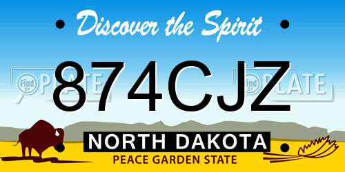 874CJZ North Dakota License Plate