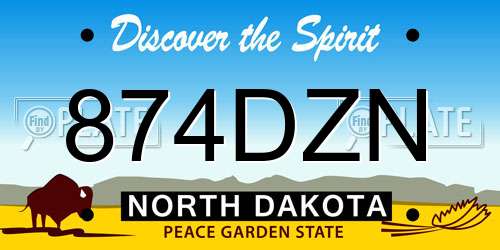 874DZN North Dakota License Plate