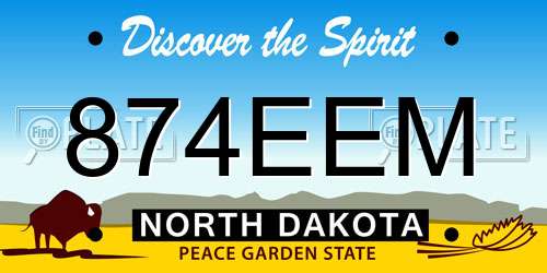 874EEM North Dakota License Plate