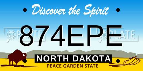 874EPE North Dakota License Plate