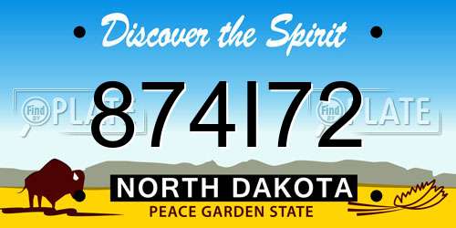874I72 North Dakota License Plate
