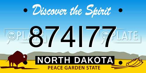 874I77 North Dakota License Plate