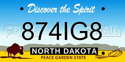 874IG8 North Dakota License Plate