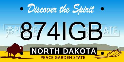 874IGB North Dakota License Plate