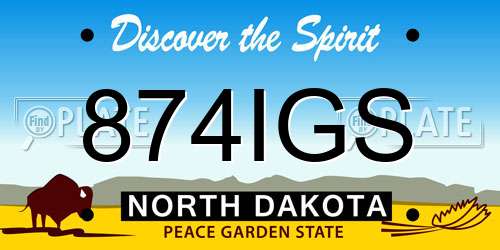 874IGS North Dakota License Plate