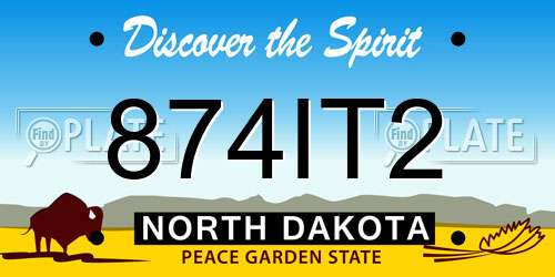874IT2 North Dakota License Plate