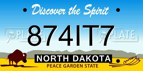 874IT7 North Dakota License Plate