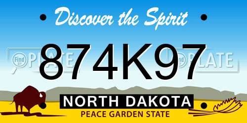 874K97 North Dakota License Plate
