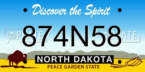 874N58 North Dakota License Plate