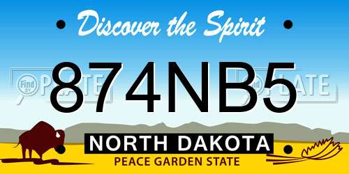 874NB5 North Dakota License Plate