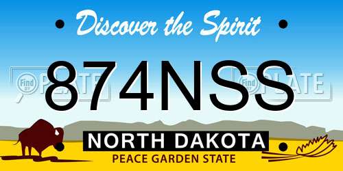 874NSS North Dakota License Plate