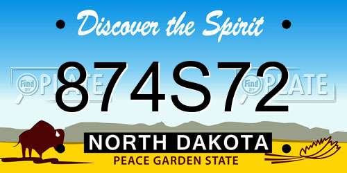 874S72 North Dakota License Plate