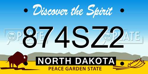 874SZ2 North Dakota License Plate