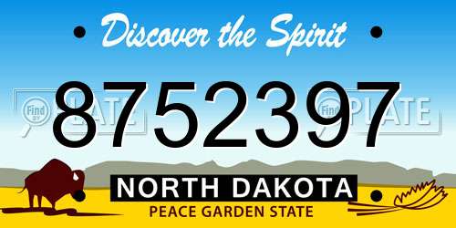 8752397 North Dakota License Plate