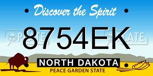 8754EK North Dakota License Plate