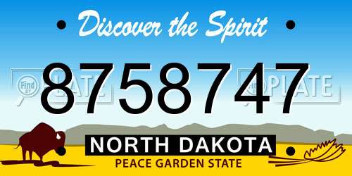 8758747 North Dakota License Plate