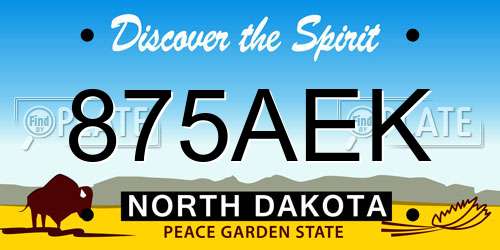 875AEK North Dakota License Plate
