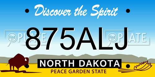875ALJ North Dakota License Plate
