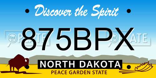 875BPX North Dakota License Plate