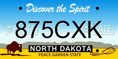 875CXK North Dakota License Plate