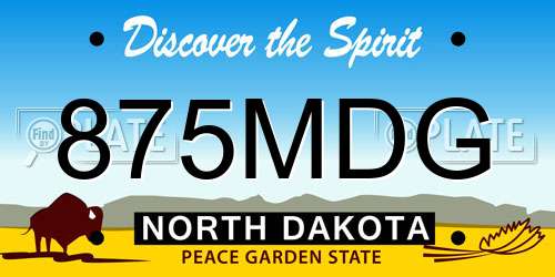 875MDG North Dakota License Plate