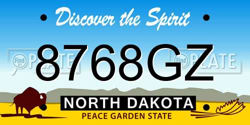 8768GZ North Dakota License Plate