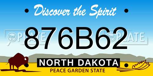 876B62 North Dakota License Plate